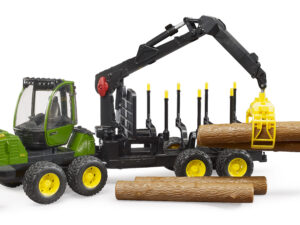 John Deere 1210E Rückezug mit 4 Baumstämmen und Holzgreifer